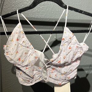 Floral White Crop Top